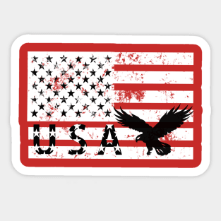 USA American Flag Vintage with eagle Patriotic Day 4th of July Sticker